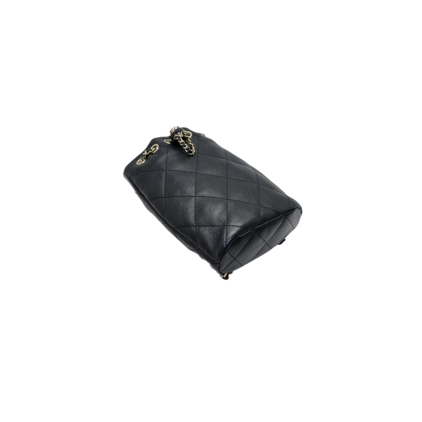 Chanel Backpack Shiny Lambskin Ghw (Black)