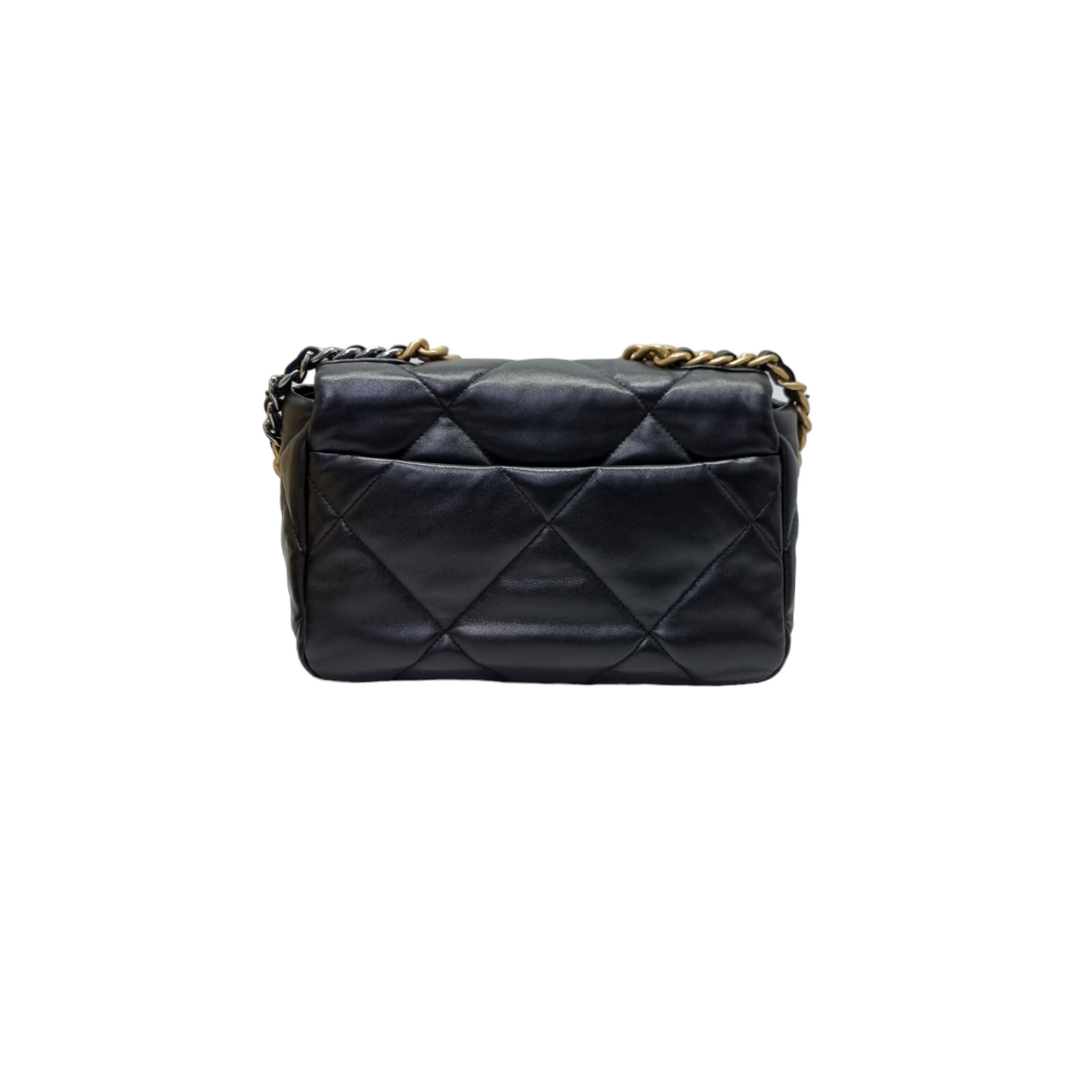 Chanel C19 Small Flap Shiny Lambskin 3 Tone Hw (Black)