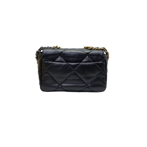 Chanel C19 Small Flap Shiny Lambskin 3 Tone Hw (Black)