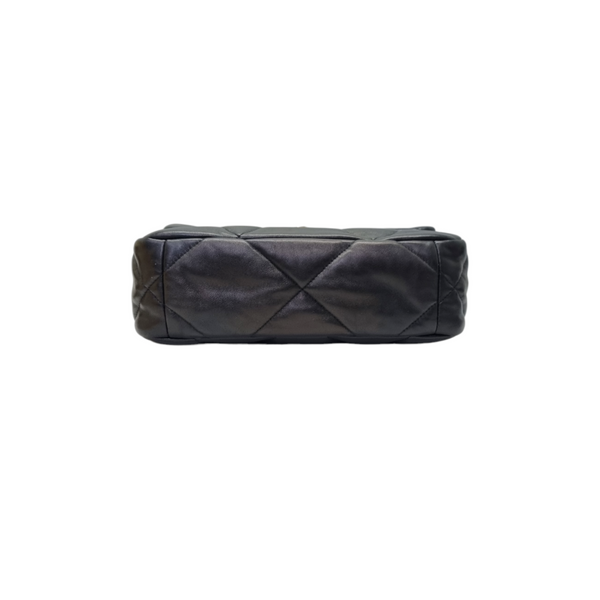 Chanel C19 Small Flap Shiny Lambskin 3 Tone Hw (Black)