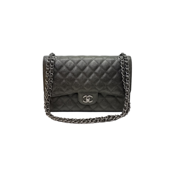 Chanel Classic Jumbo Double Flap Caviar Shw (Olive Green)