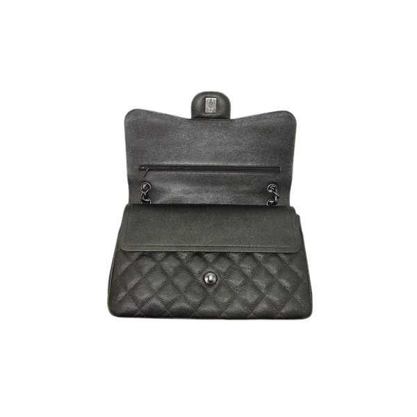 Chanel Classic Jumbo Double Flap Caviar Shw (Olive Green)