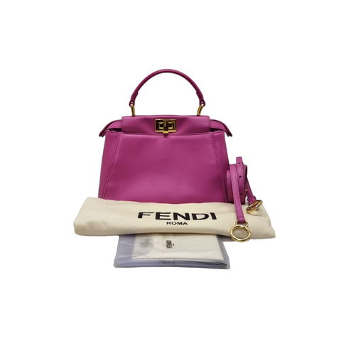 Fendi Peekaboo Mini Nappa Leather Tote Bag Ghw (Fuchsia)
