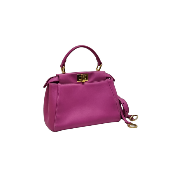 Fendi Peekaboo Mini Nappa Leather Tote Bag Ghw (Fuchsia)