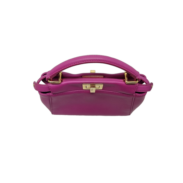 Fendi Peekaboo Mini Nappa Leather Tote Bag Ghw (Fuchsia)