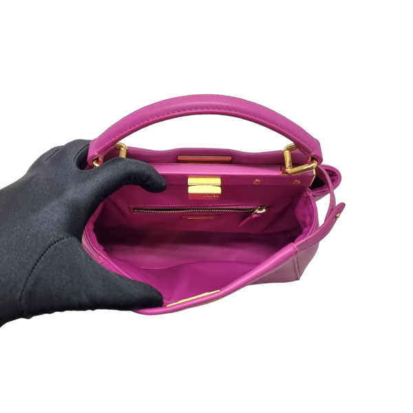 Fendi Peekaboo Mini Nappa Leather Tote Bag Ghw (Fuchsia)