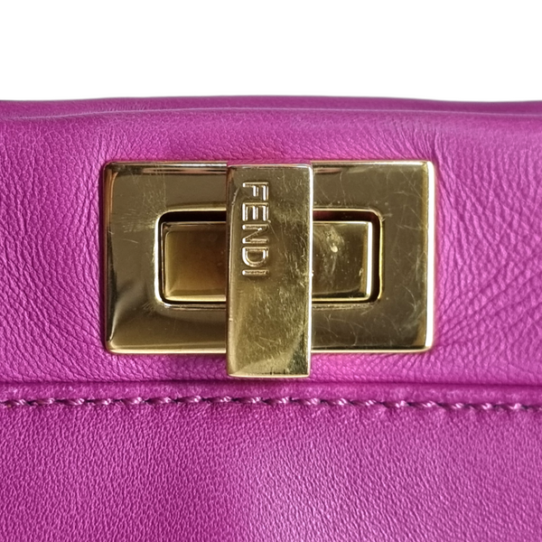 Fendi Peekaboo Mini Nappa Leather Tote Bag Ghw (Fuchsia)