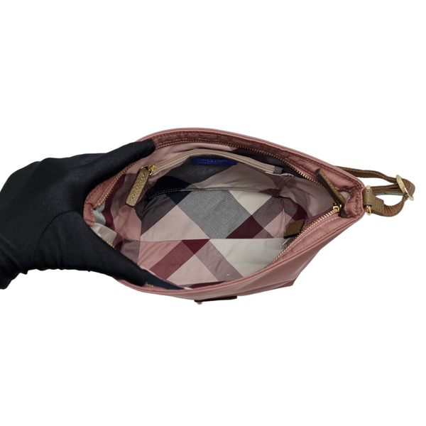 Blue Label Polyester Crestbridge Check Sling Bag Ghw (Pink)