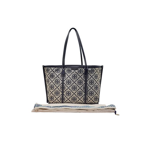 Tory Burch Perry T Monogram Woven Jacquard Shoulder Bag Ghw (Tory Navy Blue)