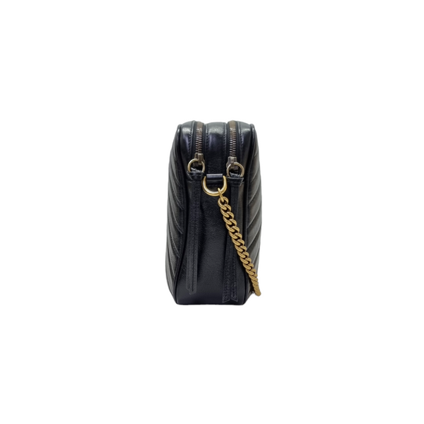 Gucci GG Marmont Mini Leather Crossbody Ghw (Black)