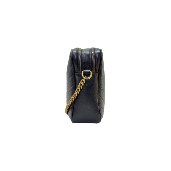 Gucci GG Marmont Mini Leather Crossbody Ghw (Black)