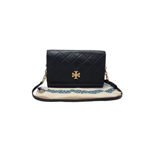 Tory Burch Georgia Clutch With Strap Leather Ghw (Black)