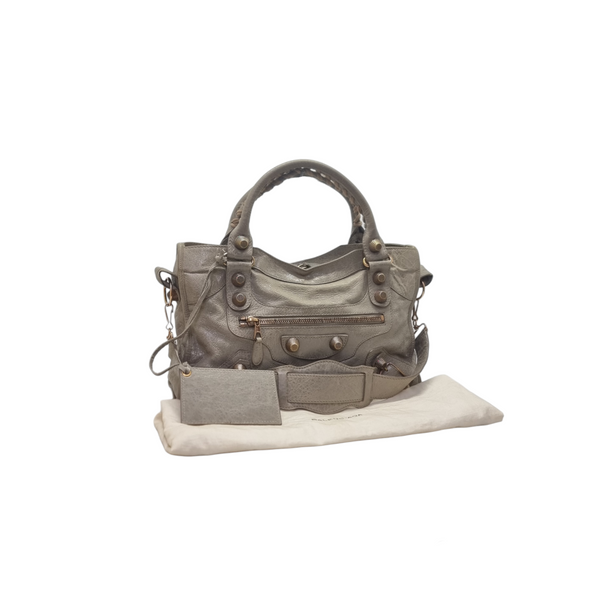 Balenciaga Giant City Lambskin Shoulder Bag Ghw (Greyish Beige)