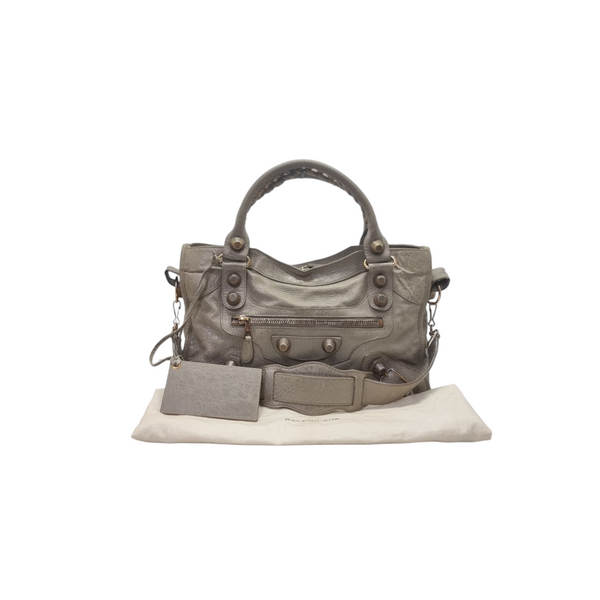 Balenciaga Giant City Lambskin Shoulder Bag Ghw (Greyish Beige)