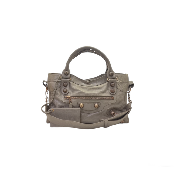 Balenciaga Giant City Lambskin Shoulder Bag Ghw (Greyish Beige)