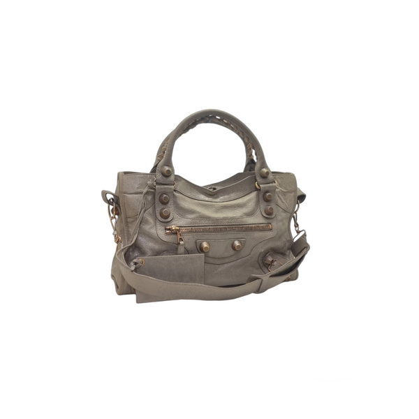 Balenciaga Giant City Lambskin Shoulder Bag Ghw (Greyish Beige)