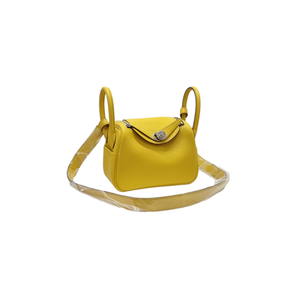 Hermes Mini Lindy Taurillon Clemence Jaune Ambre Shw