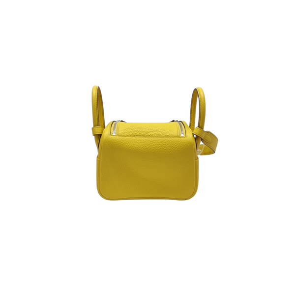 Hermes Mini Lindy Taurillon Clemence Jaune Ambre Shw