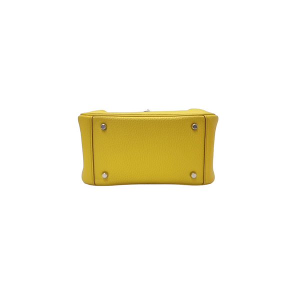 Hermes Mini Lindy Taurillon Clemence Jaune Ambre Shw