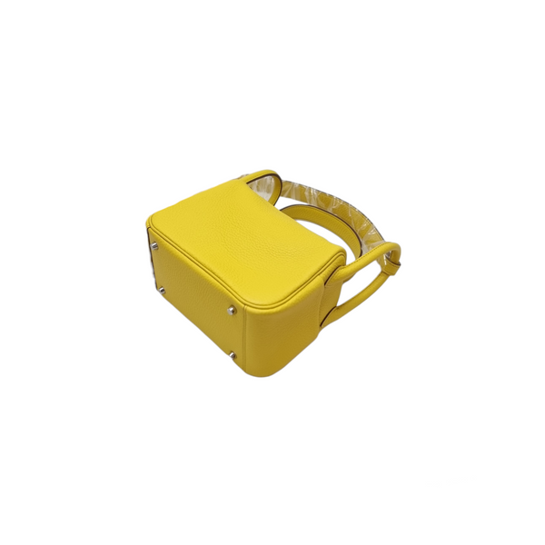 Hermes Mini Lindy Taurillon Clemence Jaune Ambre Shw