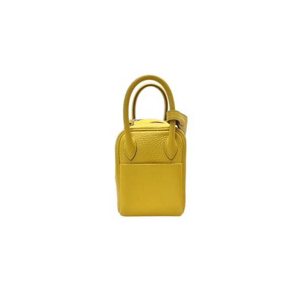 Hermes Mini Lindy Taurillon Clemence Jaune Ambre Shw