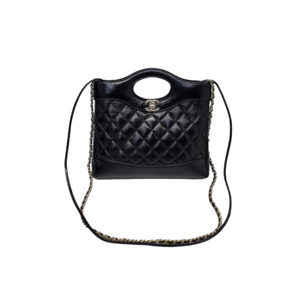 Chanel 31 Mini Shopping Tote Shiny Lambskin Ghw (Black)