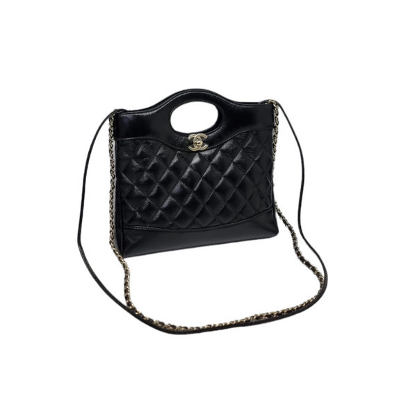 Chanel 31 Mini Shopping Tote Shiny Lambskin Ghw (Black)