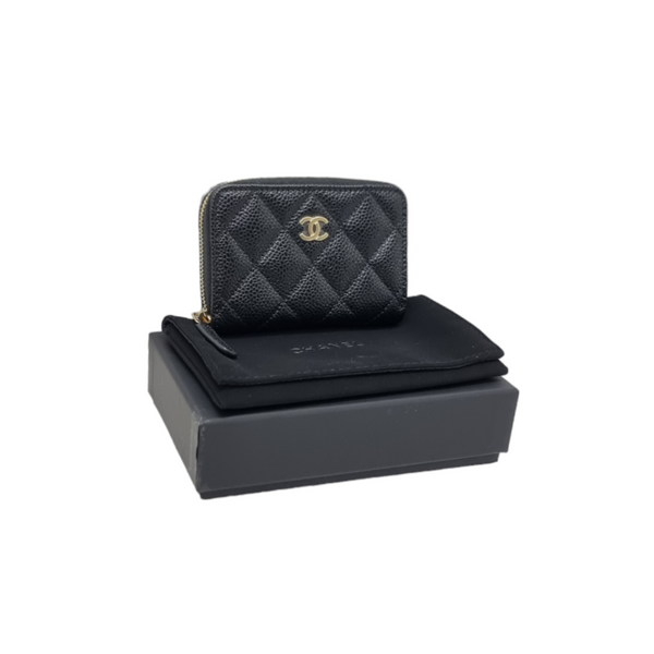 Chanel Compact Zippy Wallet Grained Calfskin Ghw (Black)