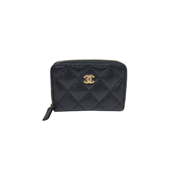 Chanel Compact Zippy Wallet Grained Calfskin Ghw (Black)