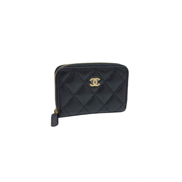 Chanel Compact Zippy Wallet Grained Calfskin Ghw (Black)