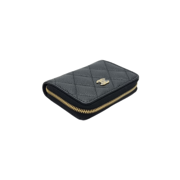 Chanel Compact Zippy Wallet Grained Calfskin Ghw (Black)