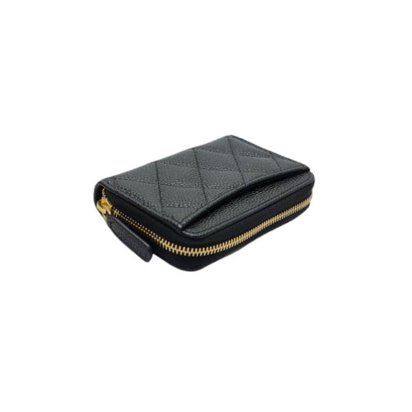 Chanel Compact Zippy Wallet Grained Calfskin Ghw (Black)