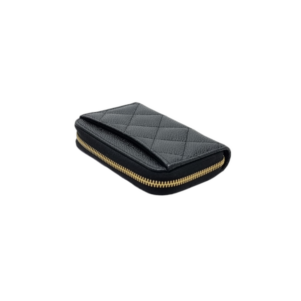 Chanel Compact Zippy Wallet Grained Calfskin Ghw (Black)