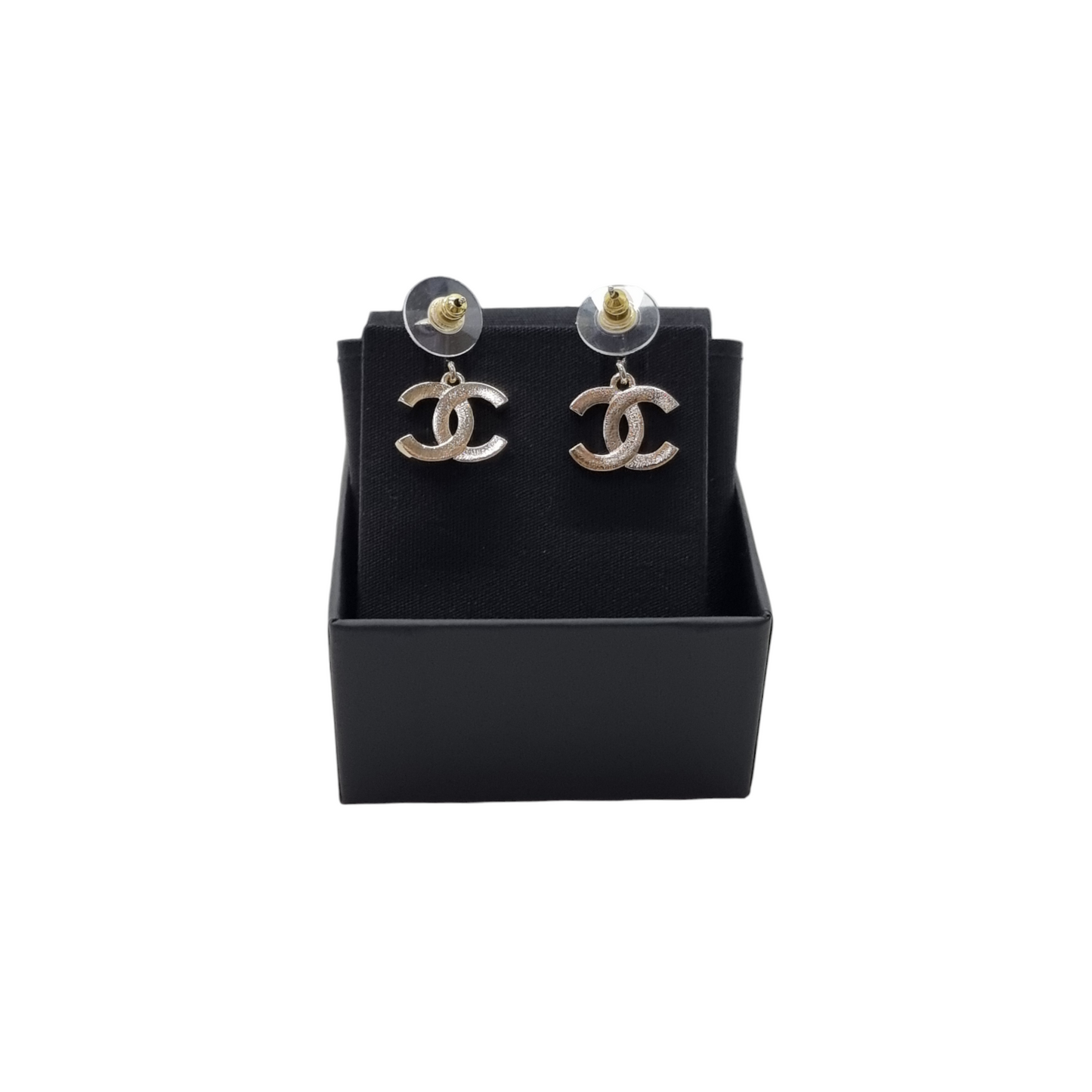 Chanel Earrings Dangling CC Logo Light Gold