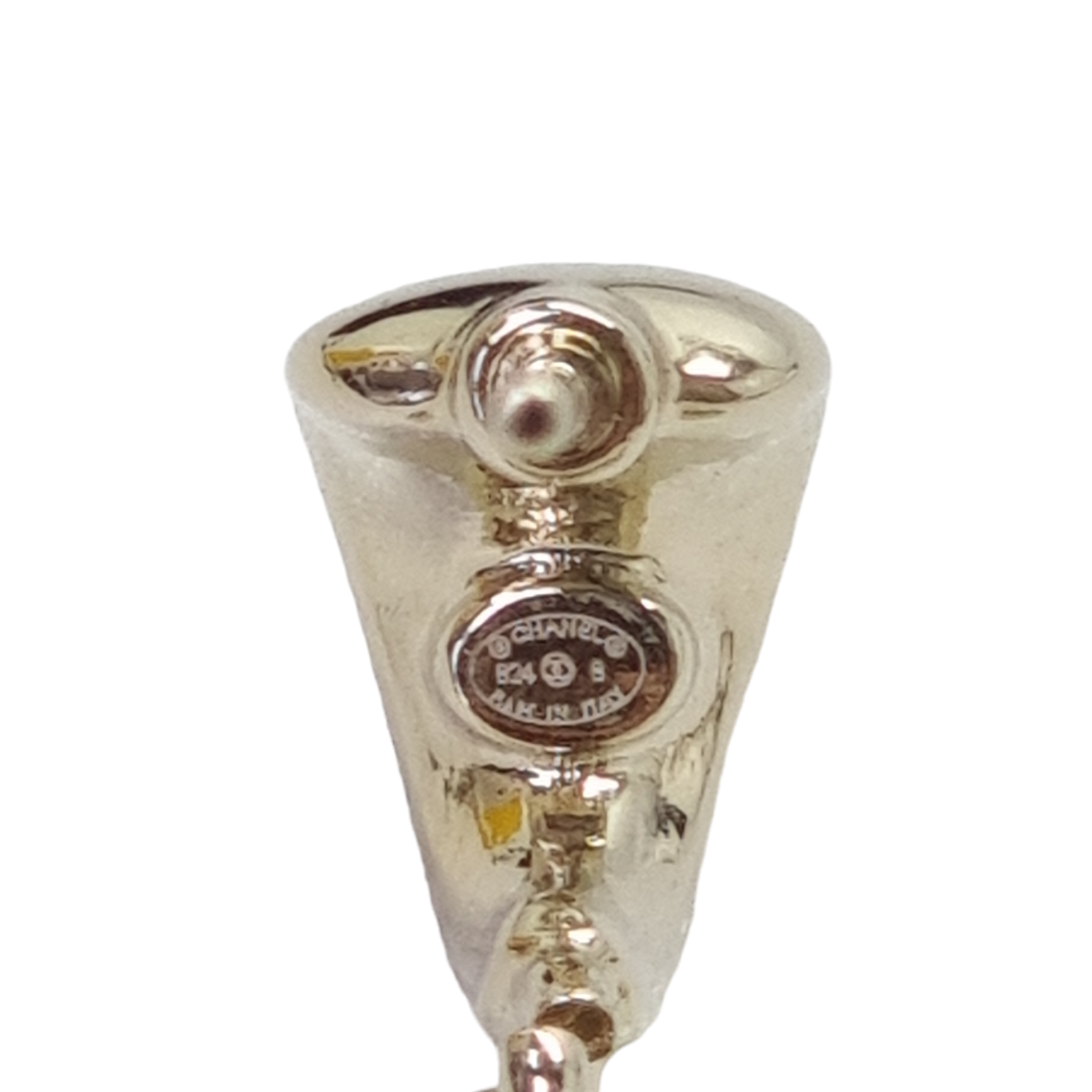 Chanel Earrings Dangling CC Logo Light Gold