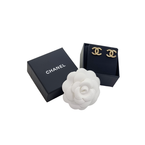 Chanel Earrings Strass Stud CC Logo Ghw