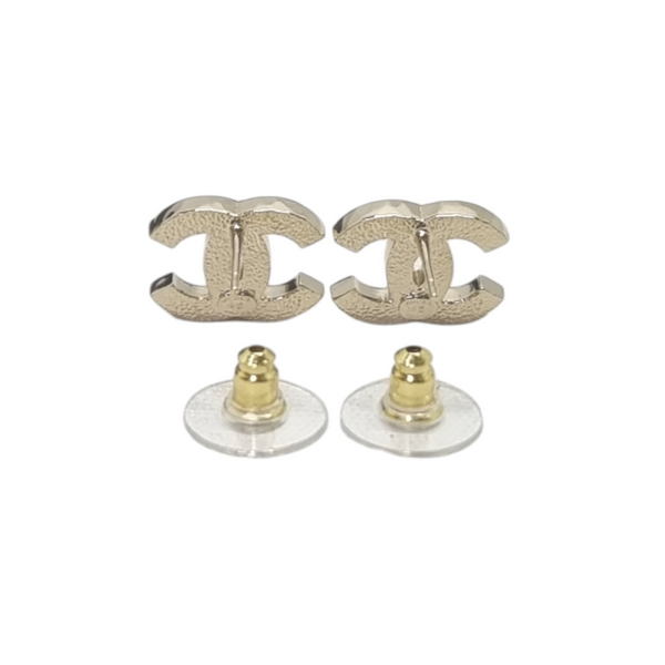 Chanel Earrings Stud CC Logo With Swarovski Light Gold