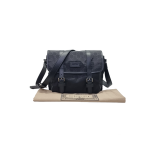 Gucci GG Guccissima Nylon Messenger Bag Shw (Black)