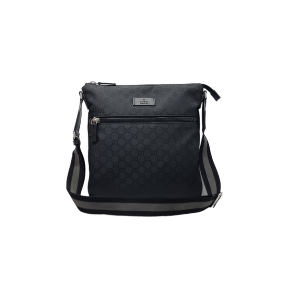 Gucci GG Monogram Nylon Crossbody Bag Shw (Black)