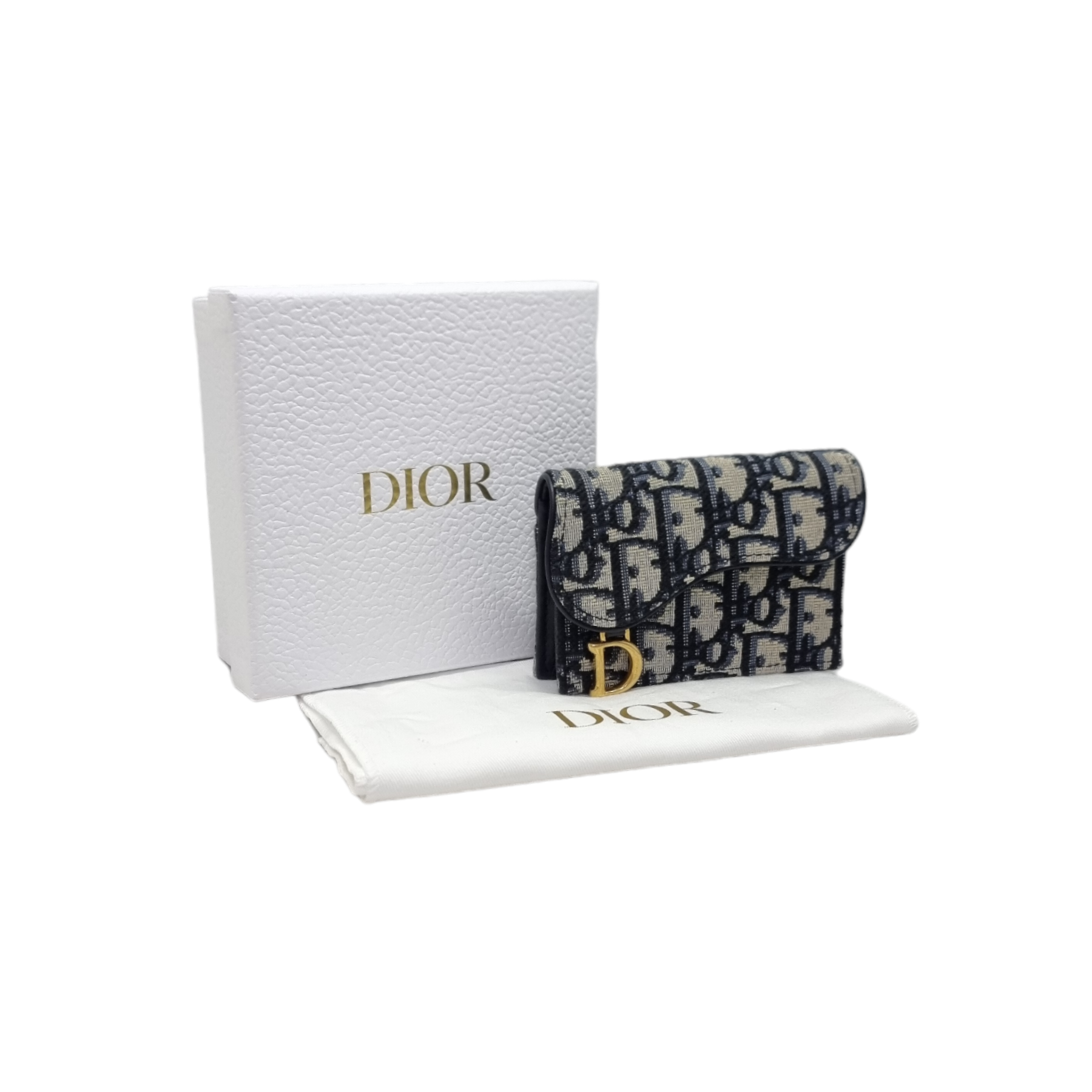 【Dior】Saddle Bloom デニム オブリーク カードホルダー Saddle Bloom Card Holder Blue Denim Dior Oblique Jacquard | DIOR