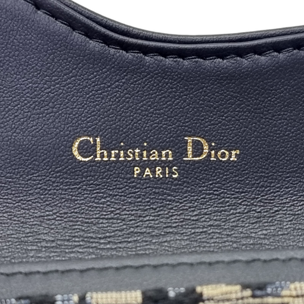 Christian Dior Saddle Bloom Card Holder Ghw (Blue Dior Oblique Jacquard)