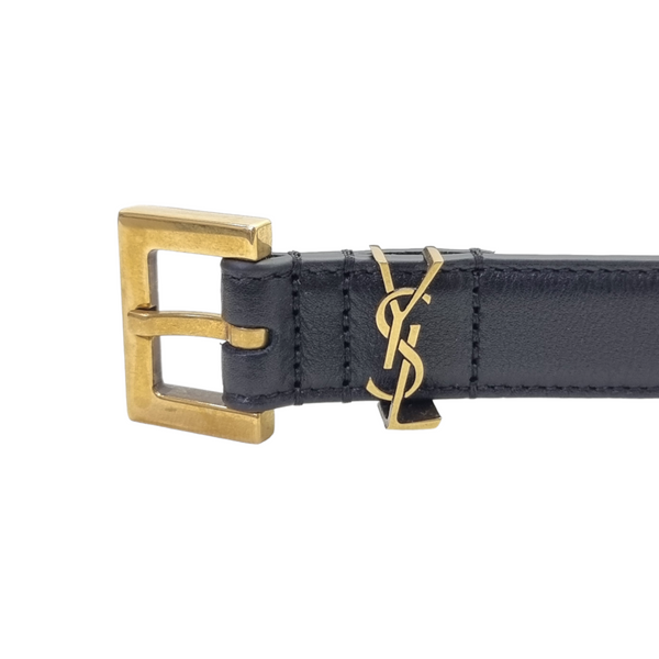 YSL Cassandre Ladies Belt Calfskin Leather Ghw (Black)