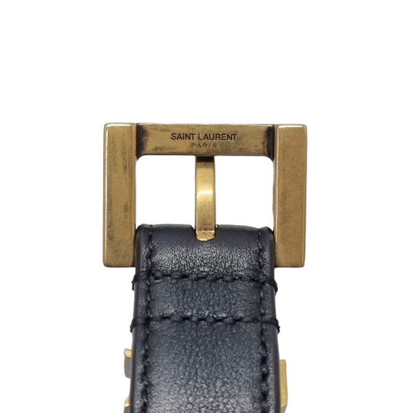 YSL Cassandre Ladies Belt Calfskin Leather Ghw (Black)