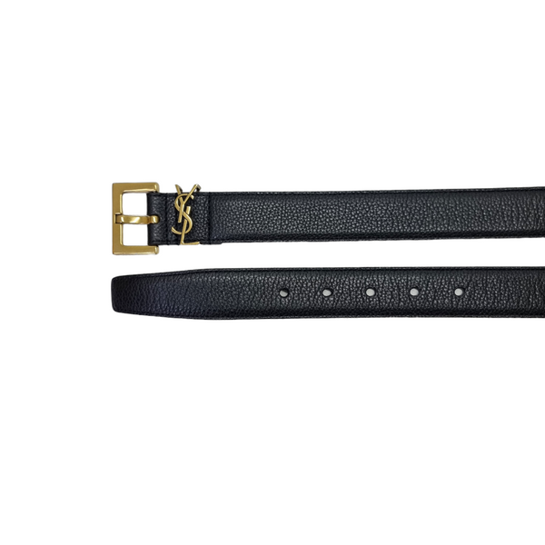 YSL Cassandre Men Belt Calfskin Leather Ghw (Black)