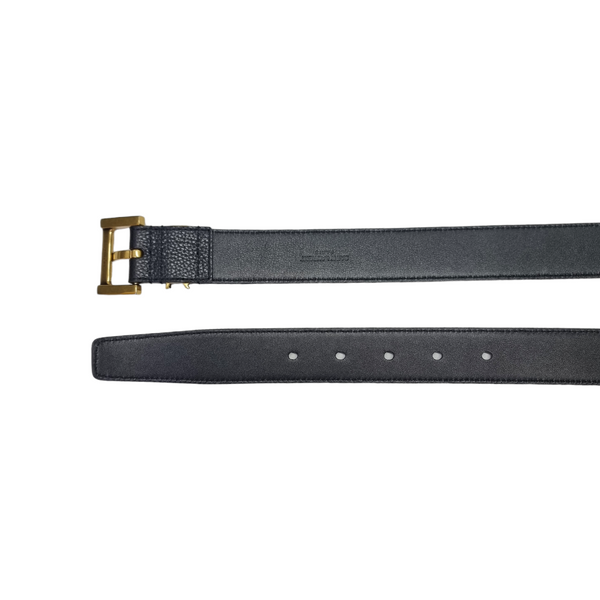 YSL Cassandre Men Belt Calfskin Leather Ghw (Black)