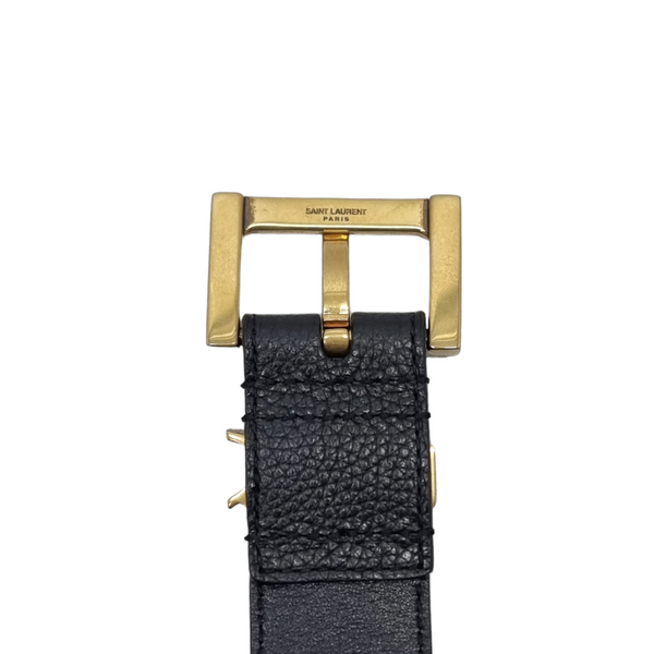 YSL Cassandre Men Belt Calfskin Leather Ghw (Black)