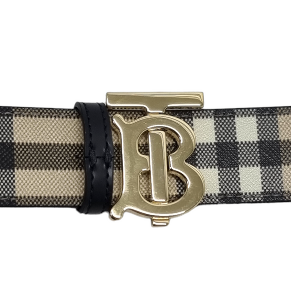 Burberry Belt TB Reversible Canvas Leather Check Ghw (Archive Beige/Black)