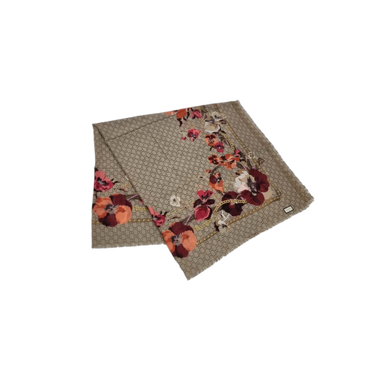 Gucci Shawl GG Monogram With Floral Print(Beige/Red)