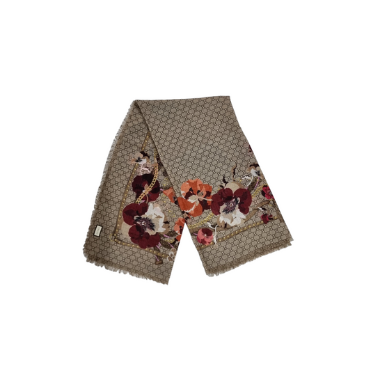 Gucci Shawl GG Monogram With Floral Print(Beige/Red)