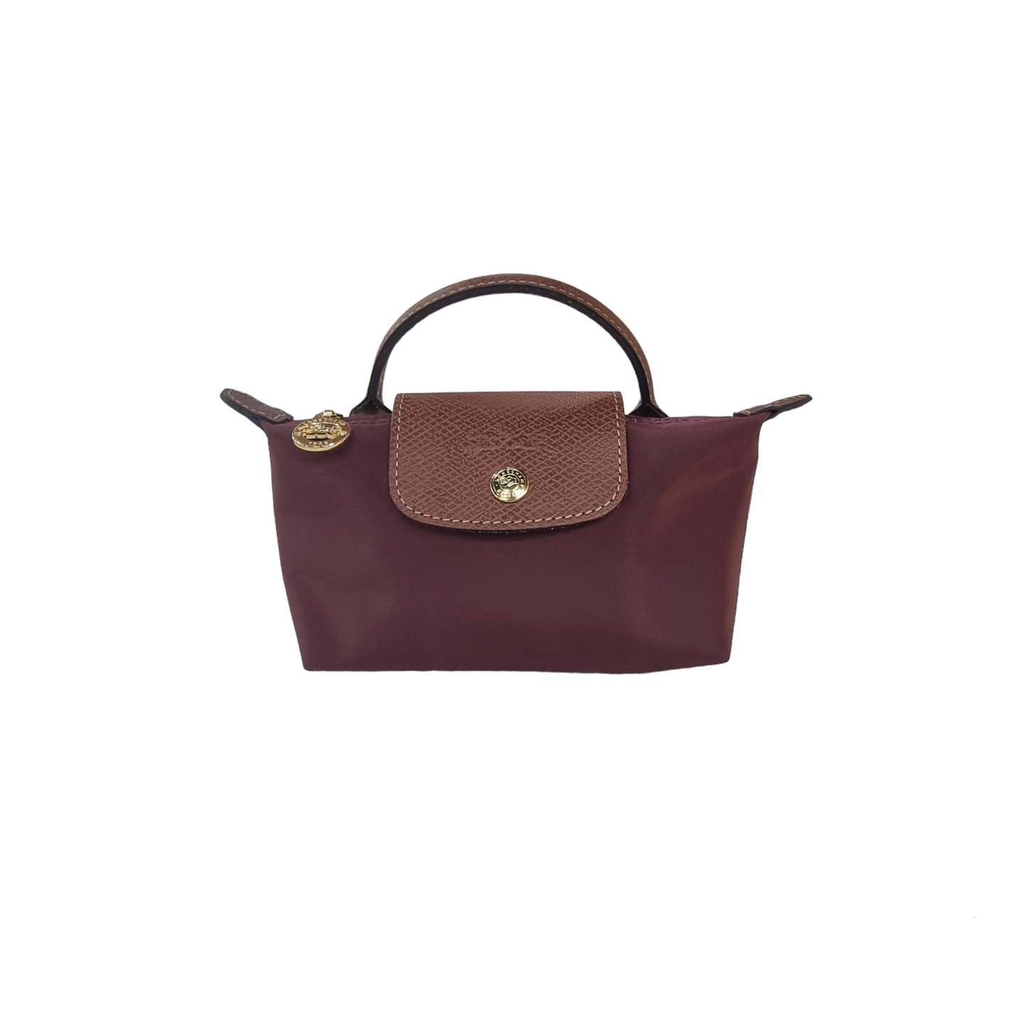 Longchamp Le Pliage Original Recycled Canvas Pouch W/Handle Ghw (Burgundy)